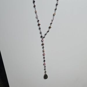 Elegant Pink and Silver Beaded Necklace